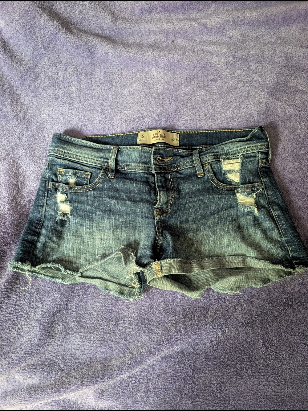 Hollister Distressed Denim Jean Shorts - Blue